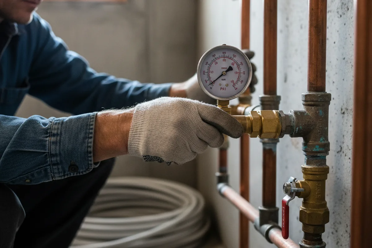 Pressure testing a repaired line during Water Line Repair in Potomac